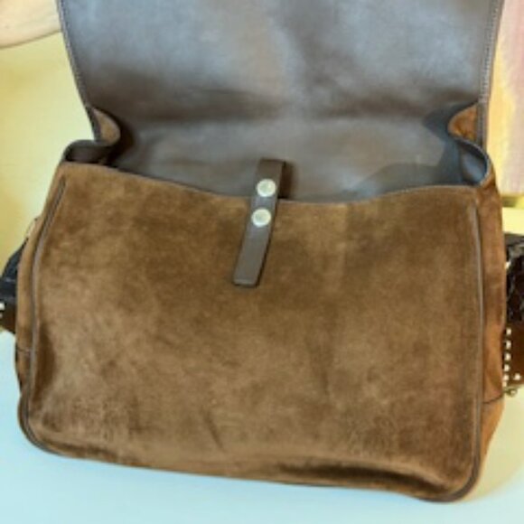 Prada Suede brown with alligator straps, messenger, shoulder bag, vintage - Picture 11 of 16